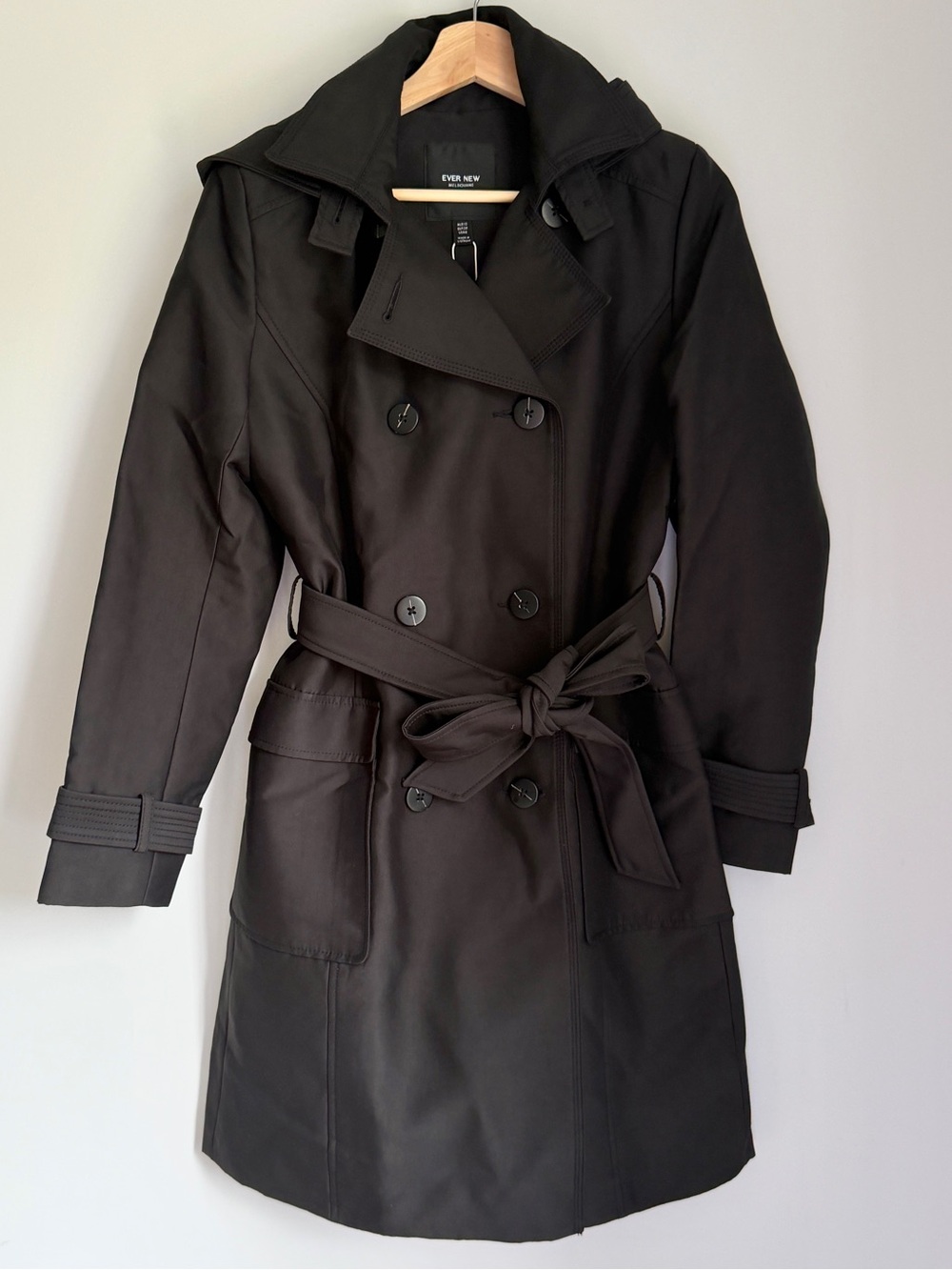 Ever New Women's Black Double-Breasted Trench Coat